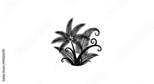 Detailed illustration of palm leaves.