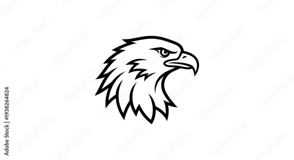 Obraz premium Eagle Head Illustration Side Profile View.