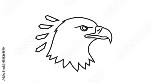 Eagle Head Illustration Simple Line Art.