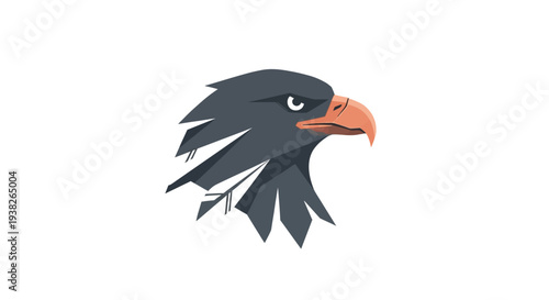 Eagle Head Illustration with Orange Beak.