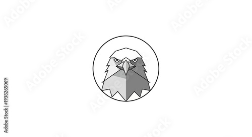 Eagle head in circular frame profile.