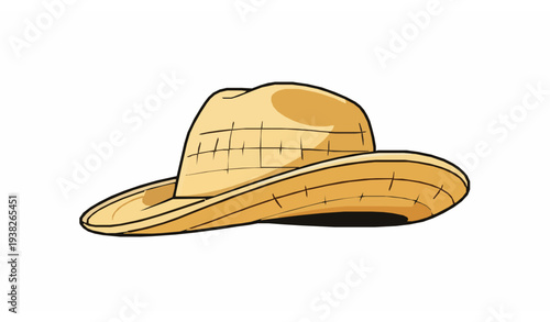 Chilean straw hat vector isolated cartoon illustration of traditional chupalla on white background