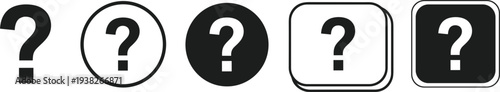 Question Mark Icon Set with Different Shapes and Designs for Help, Support, and FAQ Sections