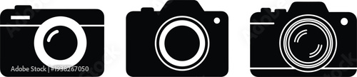 Camera Icons Set with Different Lenses and Designs for Photography, Digital Media, and Creative Projects