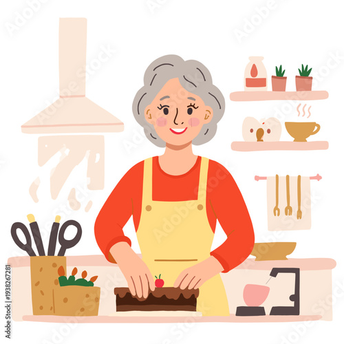 Smiling retiree with cake. Happy senior holding birthday cake. Elderly person celebrating with cake. Cheerful retiree enjoying dessert. Elderly set