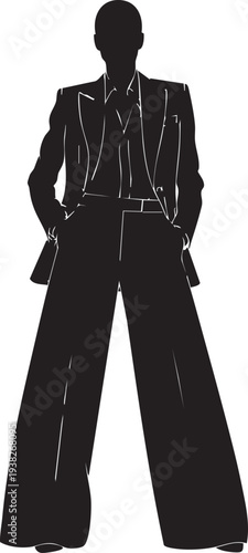 Wide Leg Power Suit Person Front Facing A-Frame Silhouettes