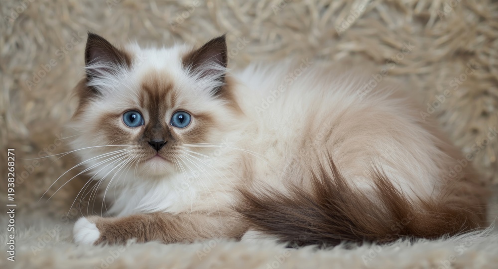 Obraz premium Charming baby ragdoll cat with seal point markings