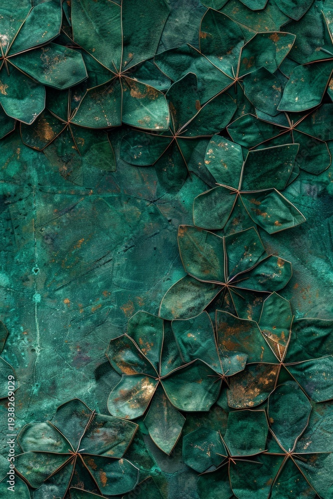 Obraz premium A green leafy background with a bunch of green leaves. The leaves are arranged in a way that they look like they are growing out of the wall