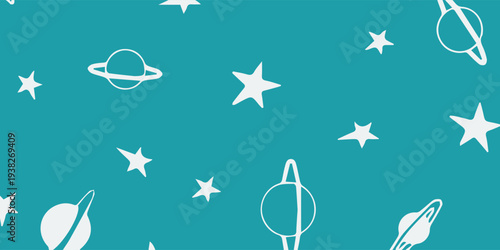 Hand Drawn Space Elements Seamless Pattern.