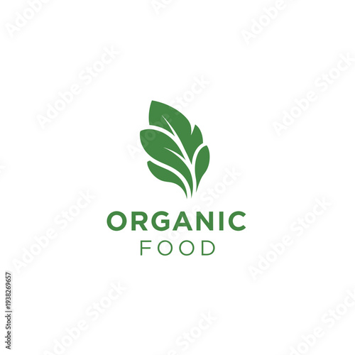 Stylized organic food leaf icon featuring layered green petals for health market