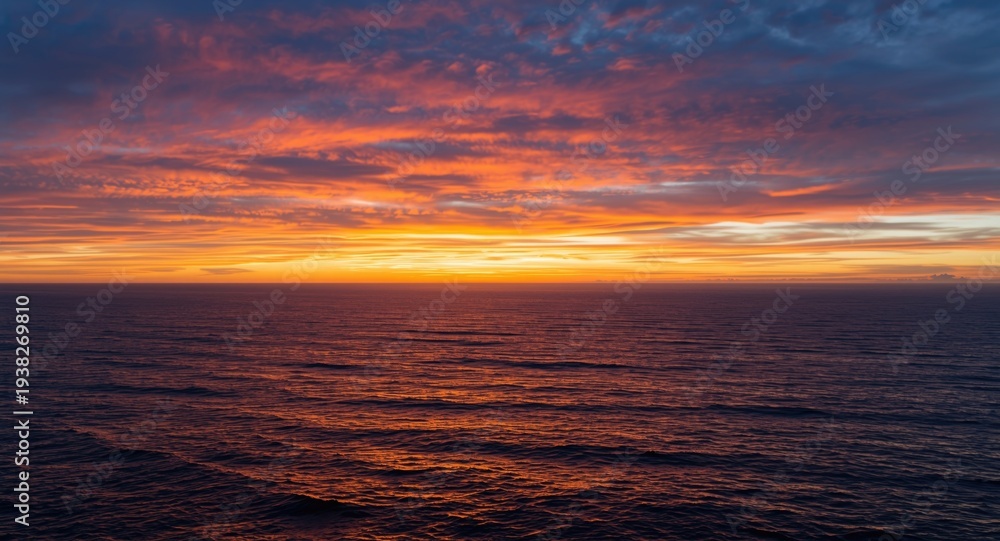 Fototapeta premium Blissful ocean outlook framed by a vibrant sunset sky