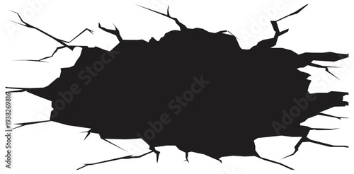 Broken Wall Crack Explosion Hole Background.