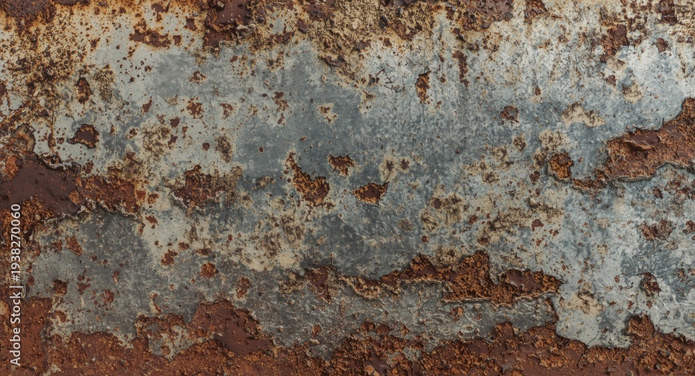 Fototapeta premium Paint worn metal panel with natural corrosion forming a textured backdrop with rustic appeal