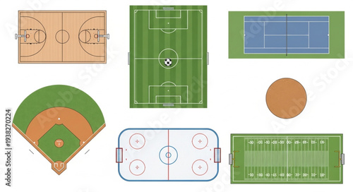 Collection of Sports Fields and Courts from Above.