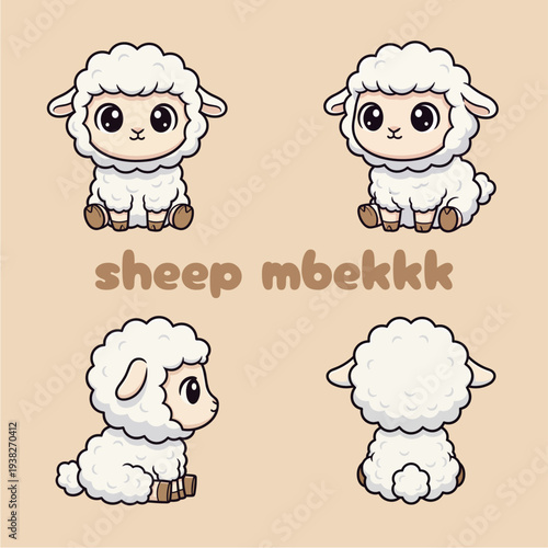 cute sheep mascot four gray white images