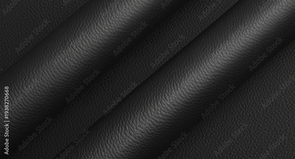 Obraz premium Close up of manufacturing black leather rolls with designated copy space