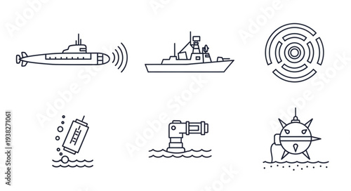 Submarine and Naval Vessel Icons.