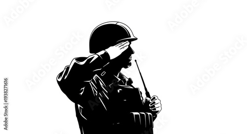 Soldier in Helmet with Rifle.