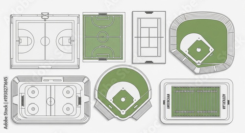 Collection of Sports Field Diagrams and Layouts.