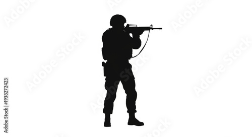 Soldier Silhouette with Machine Gun.