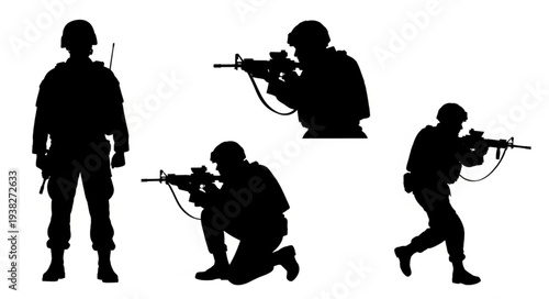 Soldiers in Various Combat Positions.