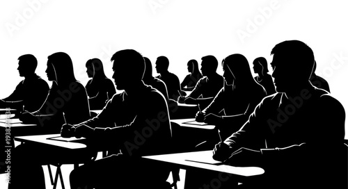 Students Taking Exam in Classroom.