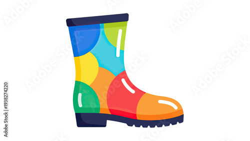 Colorful Rain Boot Isolated on White Background