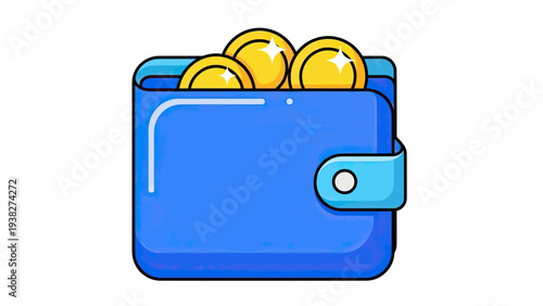 Blue Wallet with Gold Coins vector icon