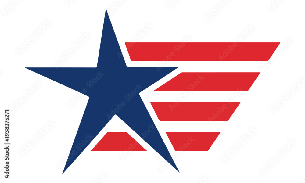 Obraz premium Patriotic American Star and Red Stripes Graphic Design