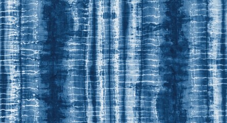 Continuous indigo stripe tie dye design with vertical abstract pattern