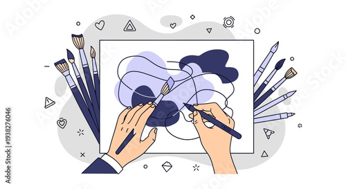 Hands Drawing with Digital Art Tools.