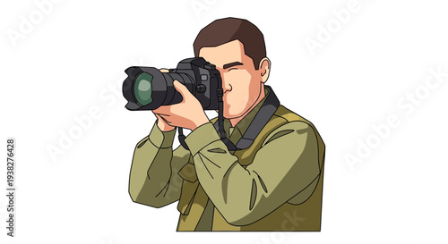 Man Holding Camera Taking a Picture.
