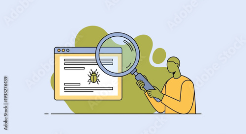 Man Investigating Bug on Computer Screen.