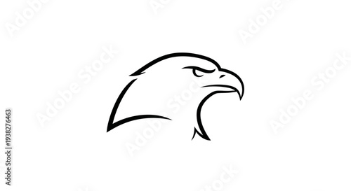 Eagle Head Profile Black Line Art.
