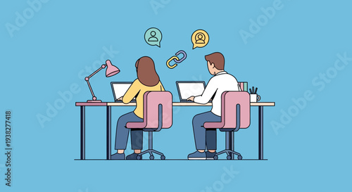 Two People Working on Laptops Together.