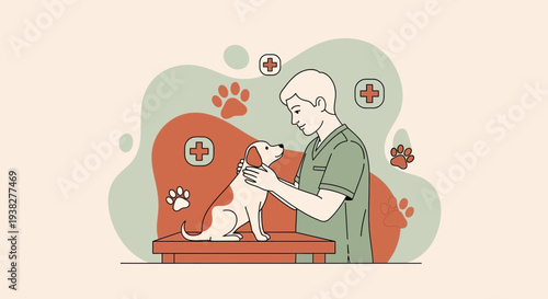 Veterinarian Examining Dog in Clinic Setting.