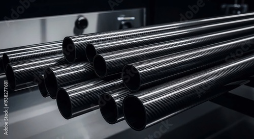 Close-up of carbon fiber tubes showing texture and construction.
