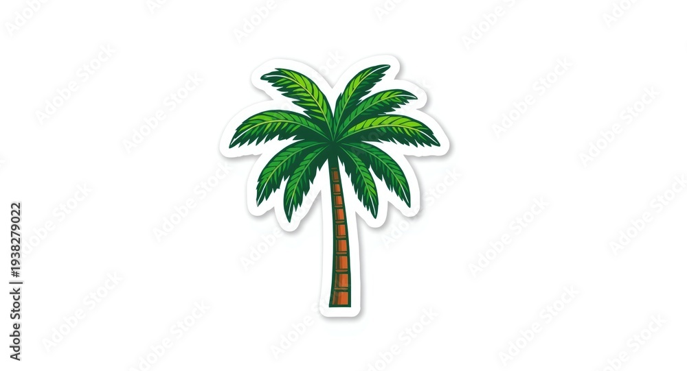 Obraz premium Bright tropical palm tree isolated sticker template design