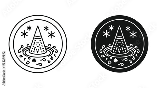 Magic Hat Symbol Concentric Circle Stars
