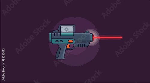 Futuristic Laser Gun with Red Beam.