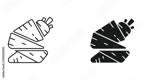 Carrot Slices Icon Agriculture Food Vector
