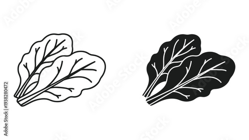 Spinach Leaves Icon Healthy Food Vector Graphic Design