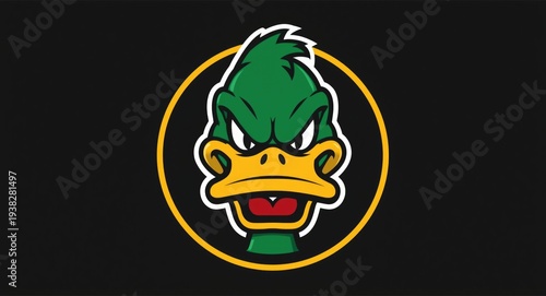 Bold duck logo with enraged and defiant look