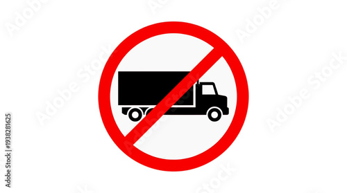 Prohibited Truck Symbol in Red Circle Sign Indicating No Trucks Allowed Graphic Illustration