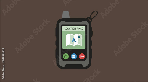 Illustration of a GPS device showing a map and location found.
