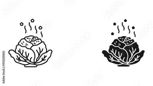 Cabbage Steam Icon Food Vegetable Vector