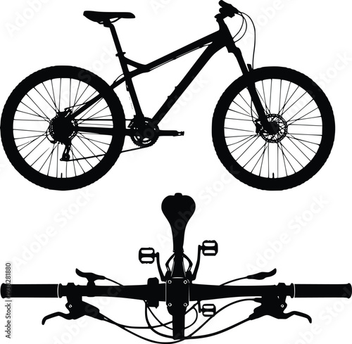 Bicycle vector illustration, side and handlebar view, flat design
