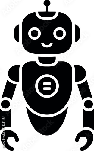 Black Robot Icon with Equals Symbol artificial intelligence