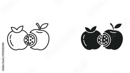 Apple Sliced Concept Vector Graphic Symbol