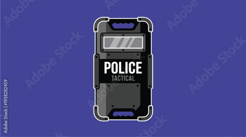 Illustration of a police tactical shield with the word POLICE on it.